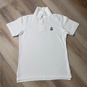 Psycho Bunny Men's White Polo Shirt Men’s Size L | Skull Bunny Logo Designer